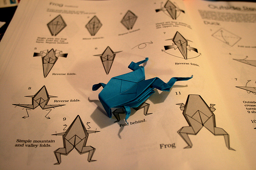 folding an origami frog